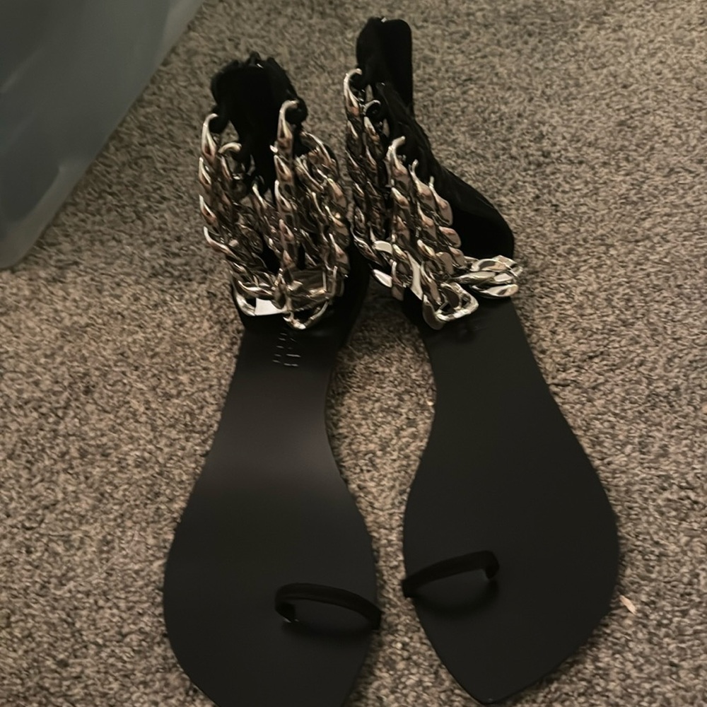 Black Chain Ankle Sandals